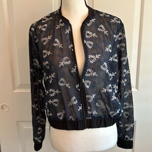 Abercrombie & Fitch Navy blue sheer jacket- size small